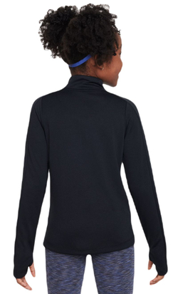 Футболка для девочки Nike Kids Dri-Fit Long Sleeve 1/2 Zip Top - black/white
