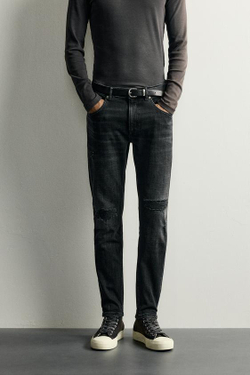 ZARA ДЖИНСЫ SKINNY FIT С РАЗРЕЗАМИ, УГОЛЬНЫЙ