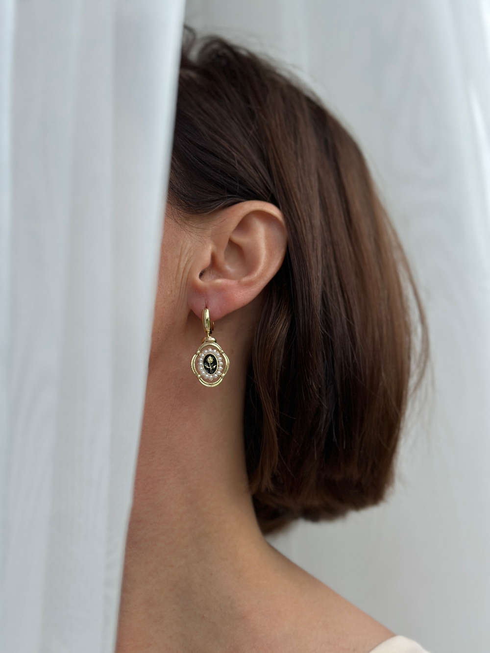 HMG Enamel bl rose Серьги арт.0589