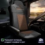 Чехлы DONGFENG GX (экокожа, черный, коричневая вставка)
