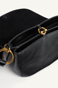 ZARA КОЖАНАЯ СУМКА ЧЕРЕЗ ПЛЕЧО С ЗАКЛЕПКАМИ — LIMITED EDITION, ЧЕРНЫЙ