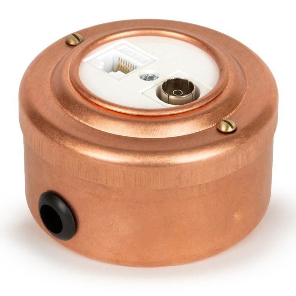 Розетка информационная RJ45+TV (CAT.5E), белая, Натуральная Медь VINTAGE-BRASS 40401-7