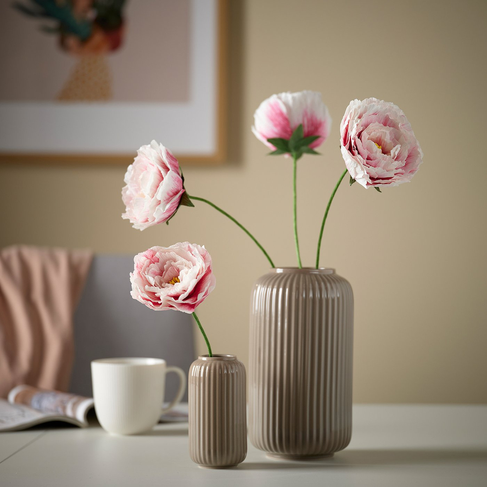 IKEA GULDSPETT  (ИКЕА ГУЛДСПЕТТ)  -  Искусственный цветок - бумага/пион белый/светло-розовый 50 см