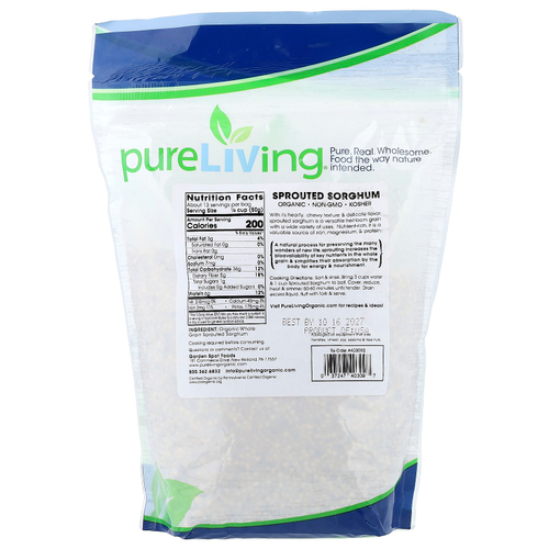 Pure Living, органическое сорго из пророщенных злаков, 680 г (24 унции)