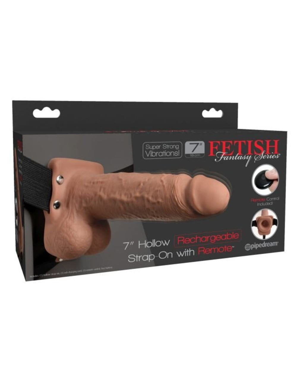 Перезаряжаемый универсальный вибрострапон с пультом ДУ 7 Hollow Rechargeable Strap-On Remote Tan