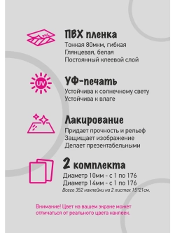 Наклейки прозрачные с номерами от 1 до 176, черные цифры
