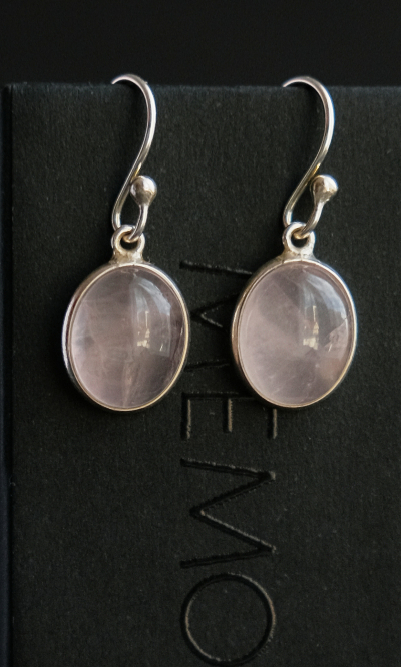 Серьги mini "Memo about Relationship" из розового кварца, серебро 925
