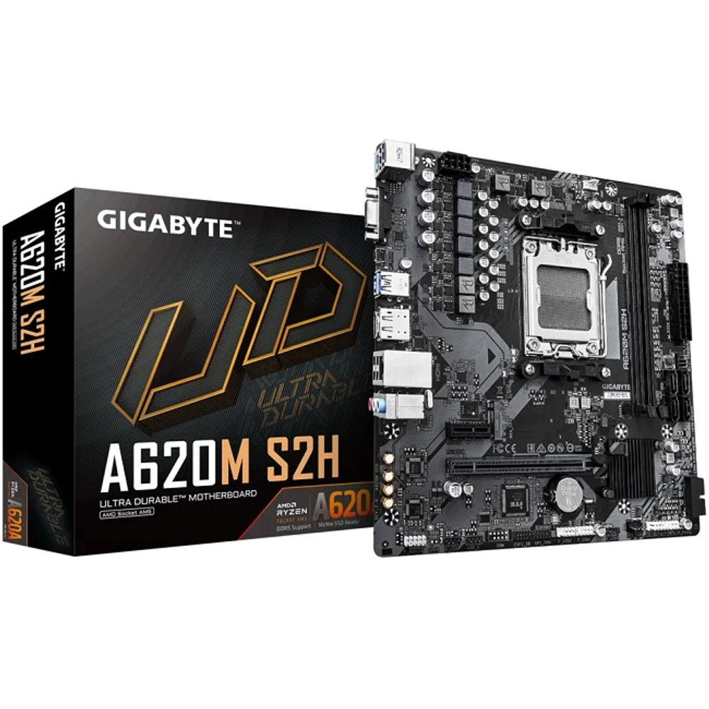 Материнская плата GIGABYTE A620M DS3H (AM5/AMD A620/2xDDR5/2xPCI-Ex16/M.2/SB7.1/GLAN/DisplayPort/HDMI/VGA/mATX)