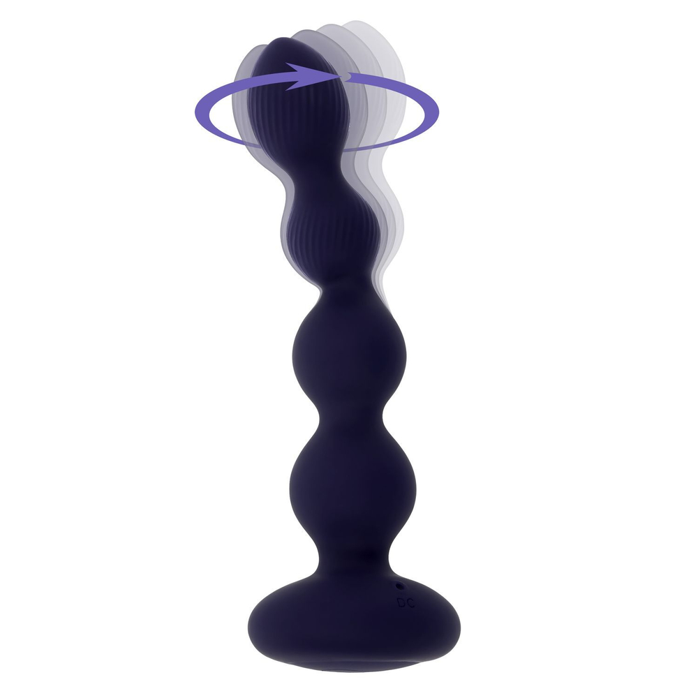 Фиолетовые анальные бусы с вибрацией и вращением Pleasure Orbit - 17,8 см.