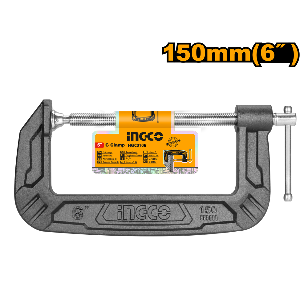 Струбцина столярная G-образная INGCO HGC0106 INDUSTRIAL 150 мм Струбцина столярная G-образная INGCO HGC0106 INDUSTRIAL 150 мм