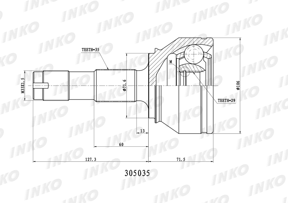 Шрус наружный Peugeot Boxer III/Fiat Ducato 250/244 MLGU 1800кг R16 (наруж.35, внут.29)