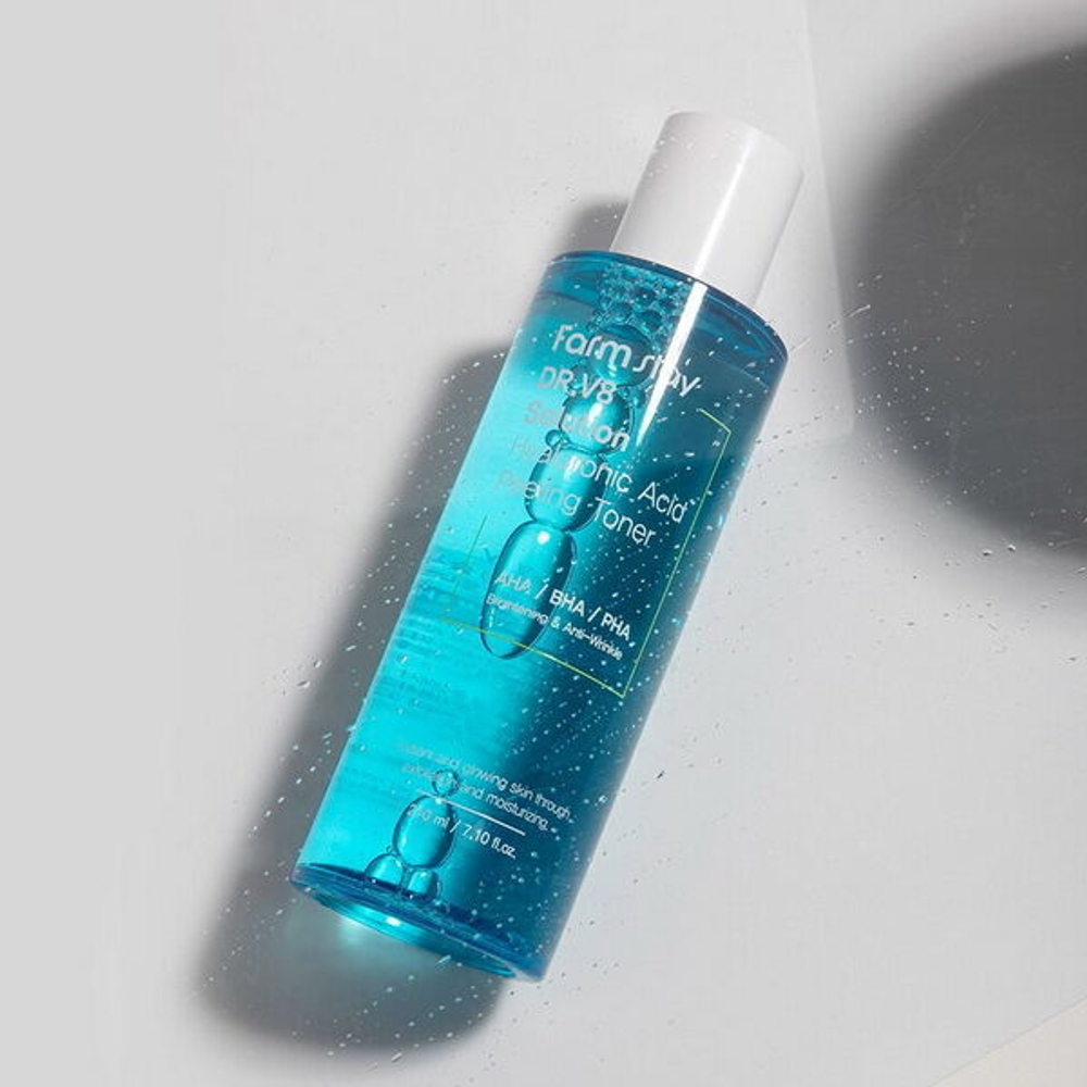 Пилинг-тонер с гиалуроновой кислотой FarmStay DR-V8 Solution Hyaluronic Acid Peeling Toner, 210мл
