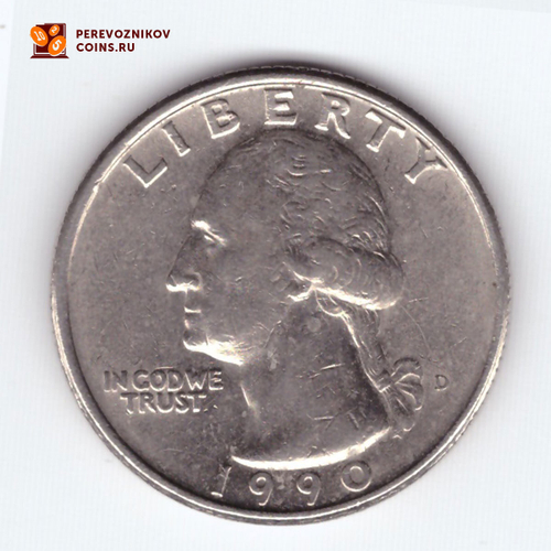 1/4 доллара 1990 (D). США. Медно-никель VF-XF
