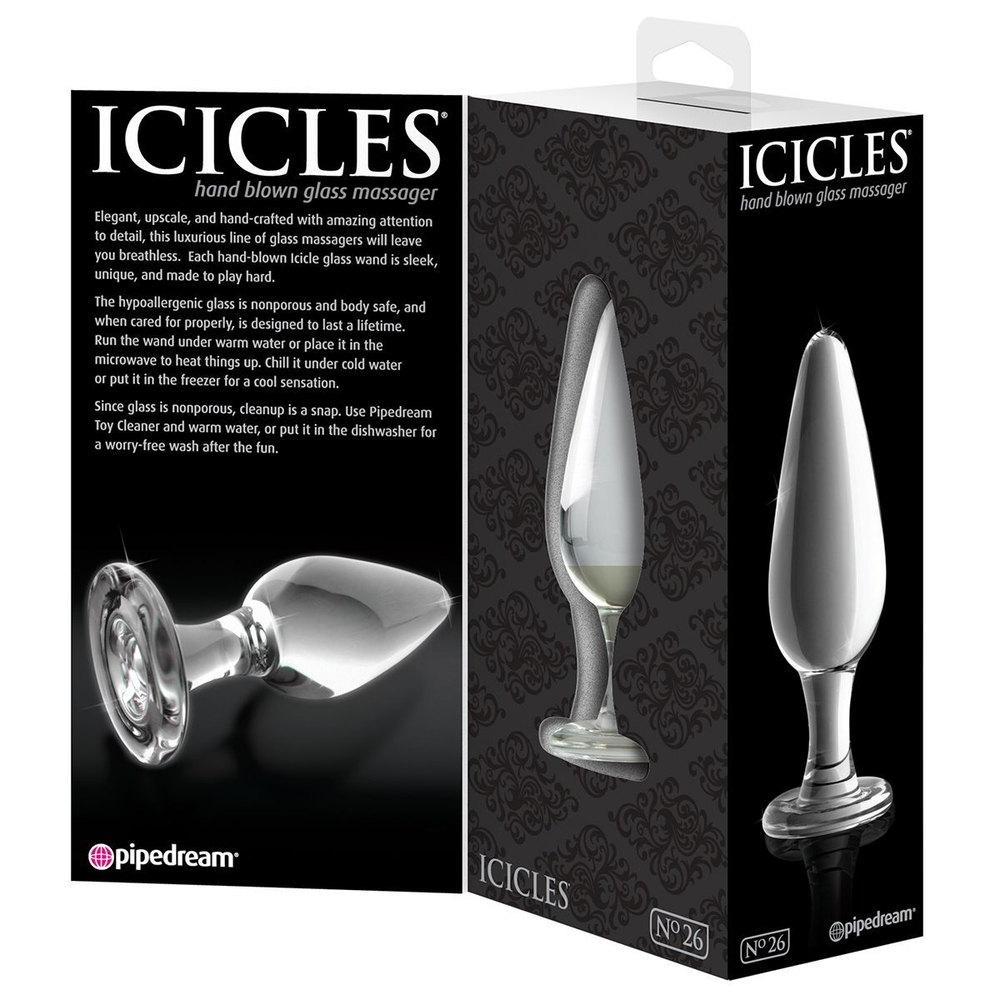 Стеклянный анальный стимулятор Icicles №26 - 11,8 см. (Цвет: прозрачный)