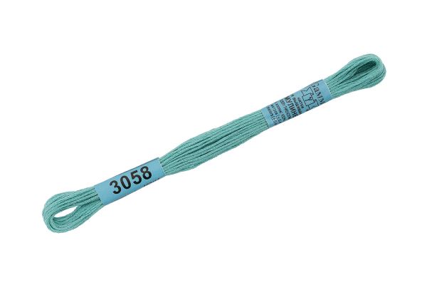 Мулине Gamma 100% хлопок, цв.3058 бирюза, 24 мотка по 8 метров