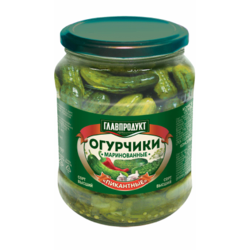 Огурчики марин.ГЛАВПРОДУКТ целые хрустящие №342 680гр