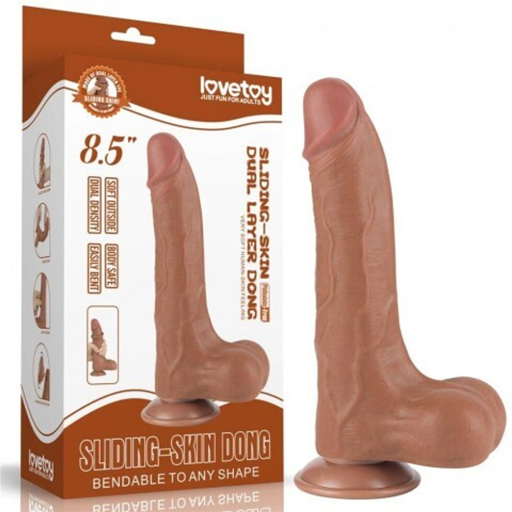 Реалистичный фаллоимитатор Lovetoy (22×4,3 см) с двойной плотностью коричневый