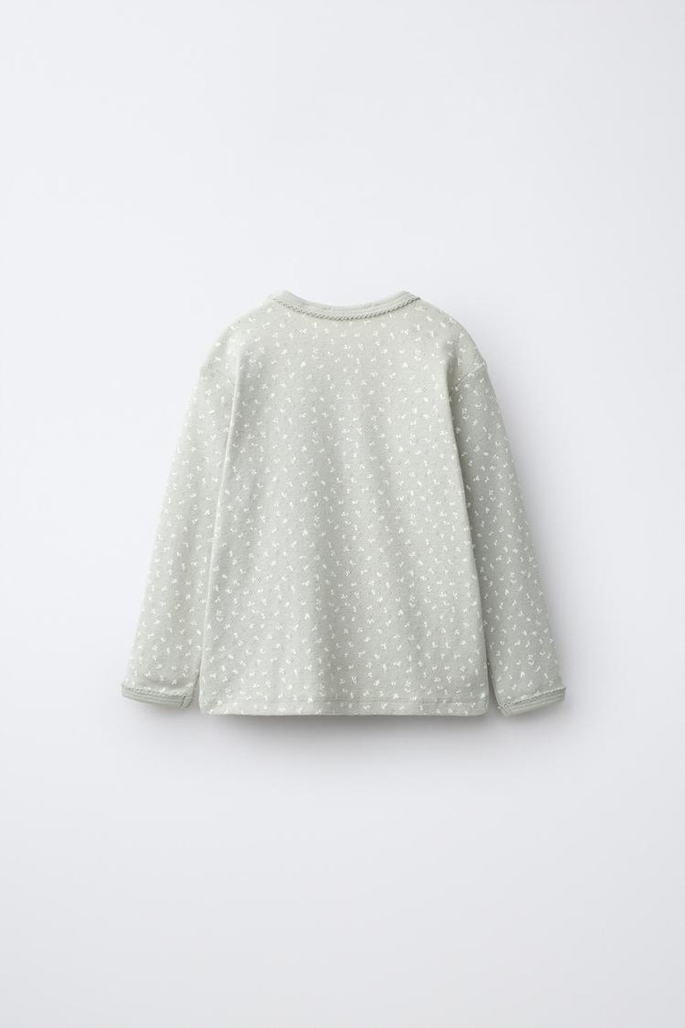 ZARA ПИЖАМА С АЖУРНЫМ УЗОРОМ И ЦВЕТОЧНЫМ ПРИНТОМ, ЗЕЛЕНОВАТЫЙ