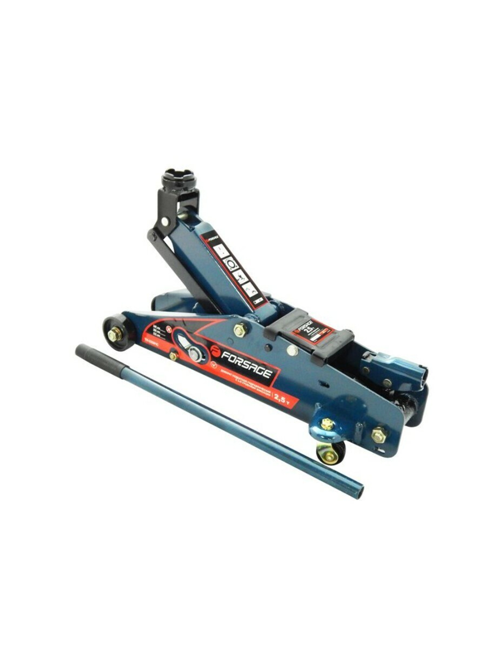 Домкрат подкатной гидравлический 2,5т с фиксацией (h min 140мм, h max 387мм) в кейсе с резиновой накладкой Forsage F-TH22501C кейс