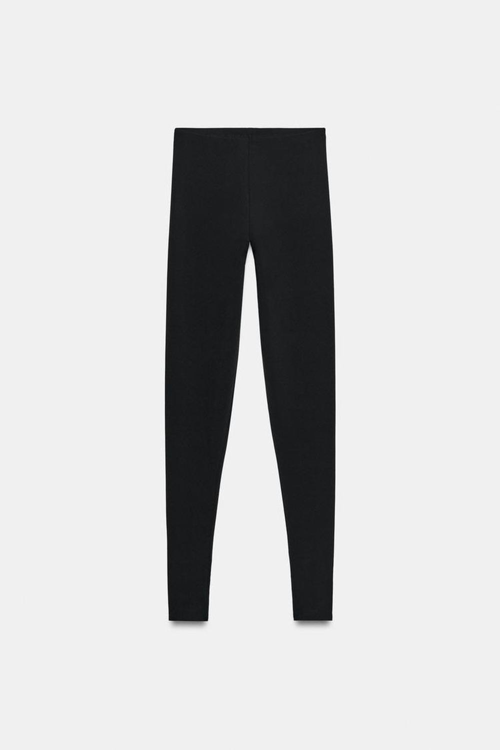 ZARA ЛЕГИНСЫ ИЗ СМЕСОВОГО ПОЛИАМИДА СО ШТРИПКАМИ, ЧЕРНЫЙ