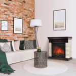 Каминокомплект: Очаг Electrolux EFP/P-2720RLS, портал Bricks 25 камень бежевый, шпон темный дуб
