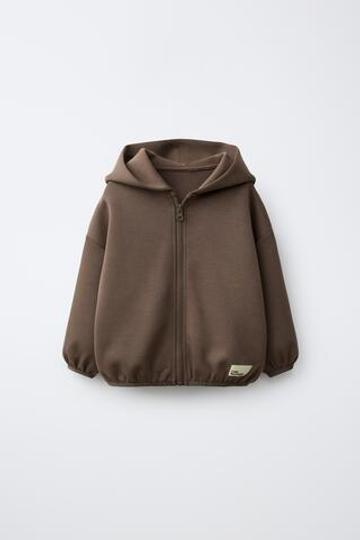 ZARA ХУДИ ИЗ ИНТЕРЛОКА НА МОЛНИИ, КОРИЧНЕВЫЙ