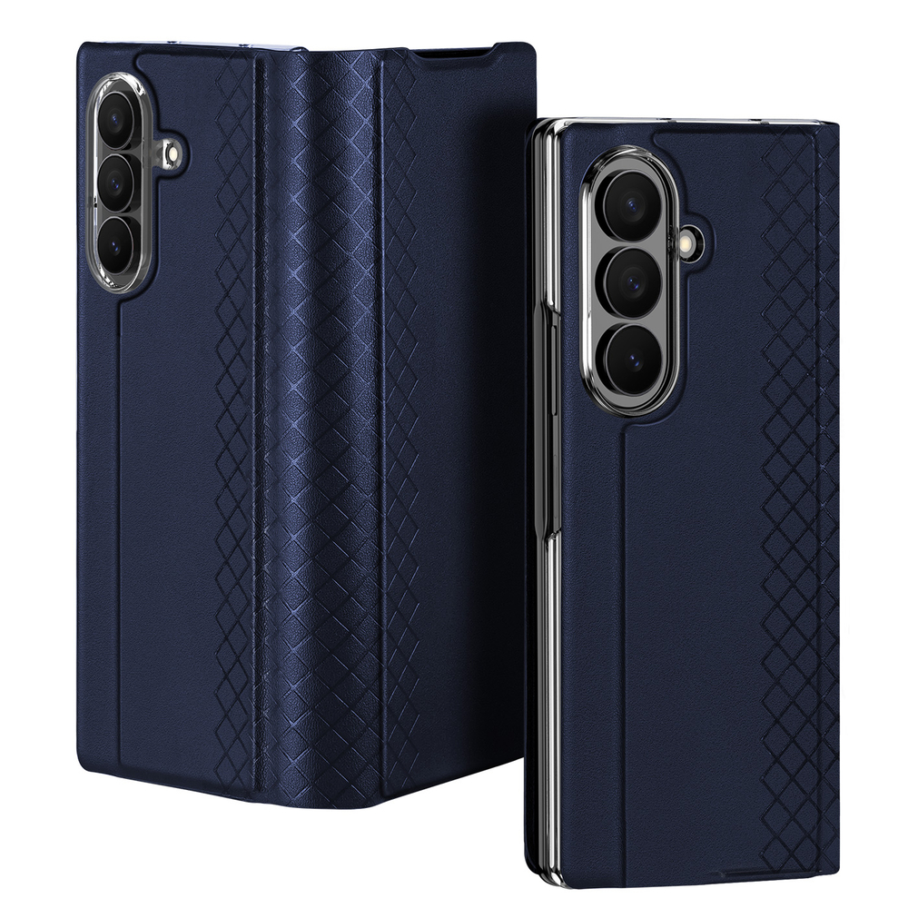 Чехол из кожи синего цвета для Samsung Galaxy Z Fold 8 Ultra, поддержка беспроводной зарядки, серия Bril Series Case (Magnetic Version) от Dux Ducis