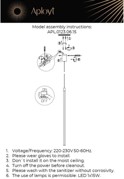 Подвесной светильник Gabi APL.0123.06.15 Aployt