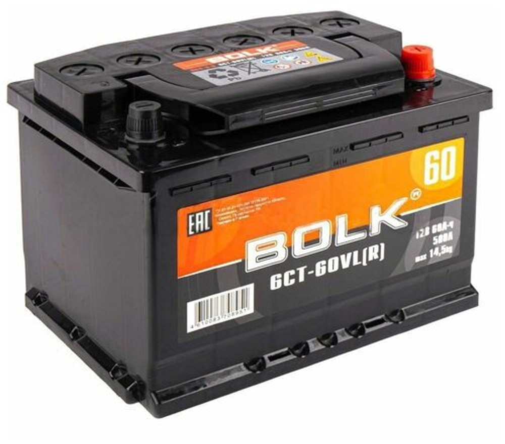 Аккумулятор BOLK Standart 60 А/ч обратный R+ 242x175x190 L2 EN 500 А