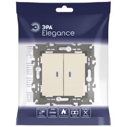 Выключатель ЭРА Elegance 14-1105-02 двойной с подсветкой 10АХ-250В IP20 слоновая кость | Эра Elegance