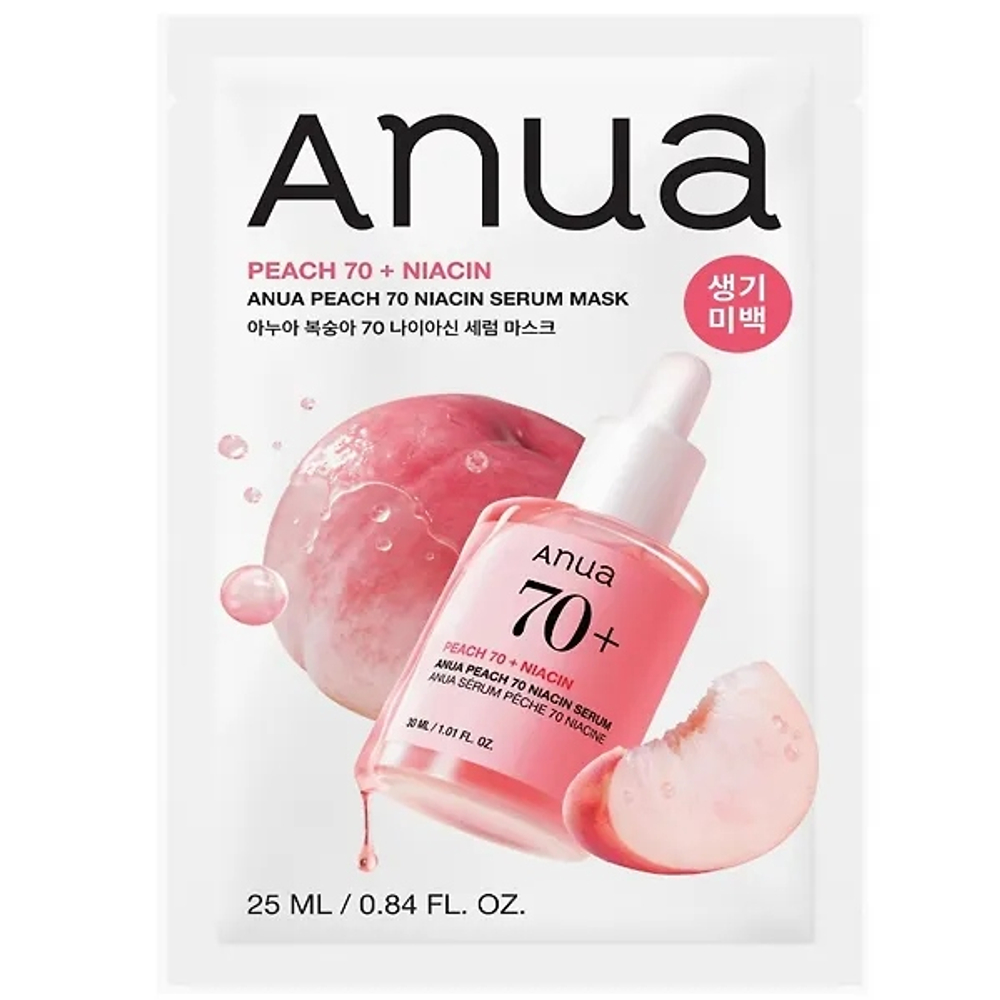 Тканевая маска с персиком для сияния кожи Anua Peach 70 Niacin Serum Mask, 25мл