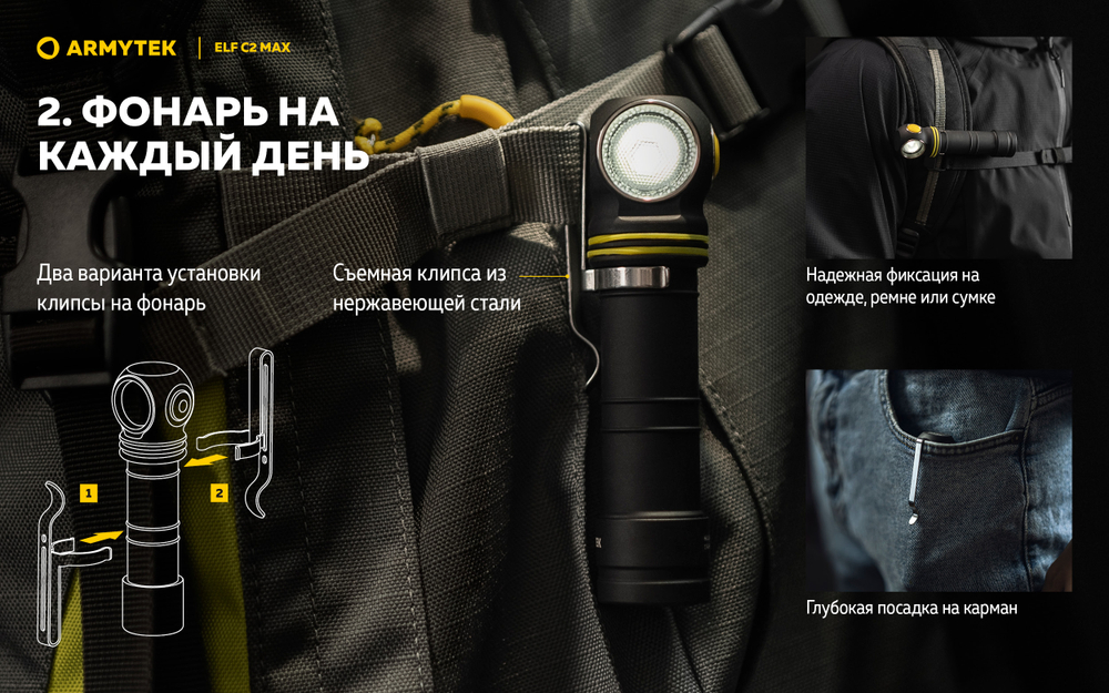 Фонарь Armytek Elf C2 Max USB-C Белый
