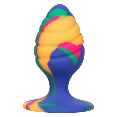Яркая анальная пробка Cheeky Medium Swirl Tie-Dye Plug - 7,5 см. (Цвет: разноцветный)