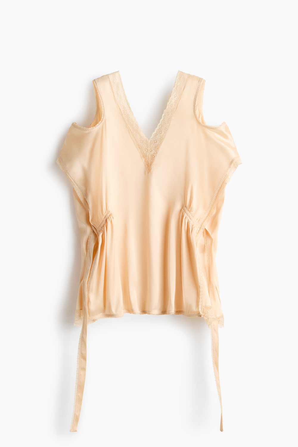 Атласный топ с кружевом - H&M
