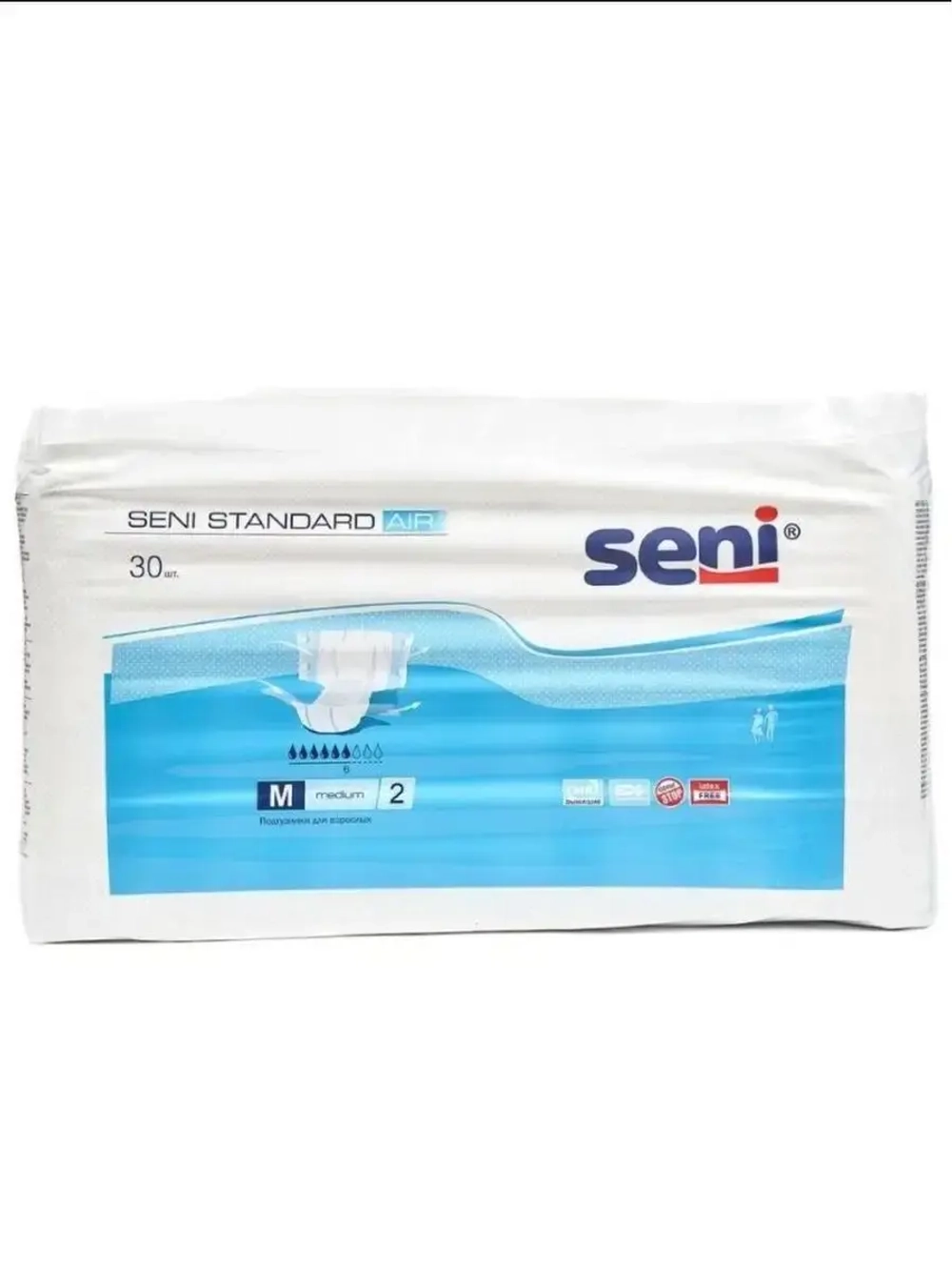 Подгузники Seni Standart Air M (2), 30 штук 6 капель