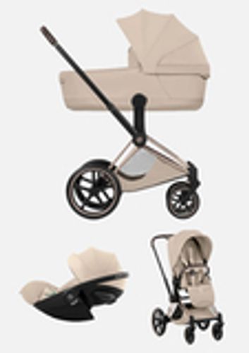 Cybex Priam 5 Style, в цвете Cozy Beige (шасси Rose Gold) + автокресло Cybex Cloud G3