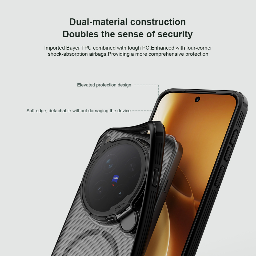 Чехол тонированный серый с MagSafe на смартфон Vivo X300 Pro, серия CamShield Prop Magnetic (версия с прозрачной откидной крышкой объектива) от Nillkin