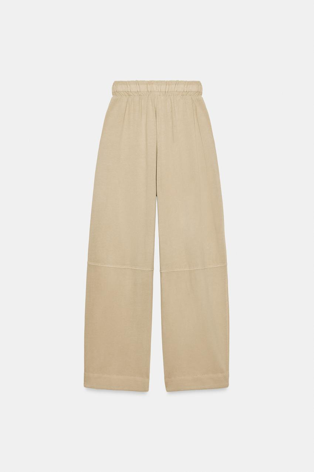 ZARA ХЛОПКОВЫЕ БРЮКИ BALLOON, РЫЖЕВАТО-КОРИЧНЕВЫЙ