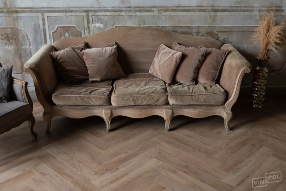Кварц-винил SPC Vinilam VinilPol Herringbone 7 мм Паркет Бруно 1.355 м2