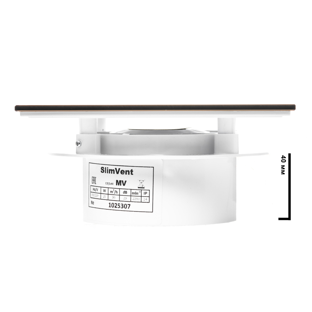 Вытяжной тонкий вентилятор SlimVent МV 100, стекло квадрат бронзовый матовый