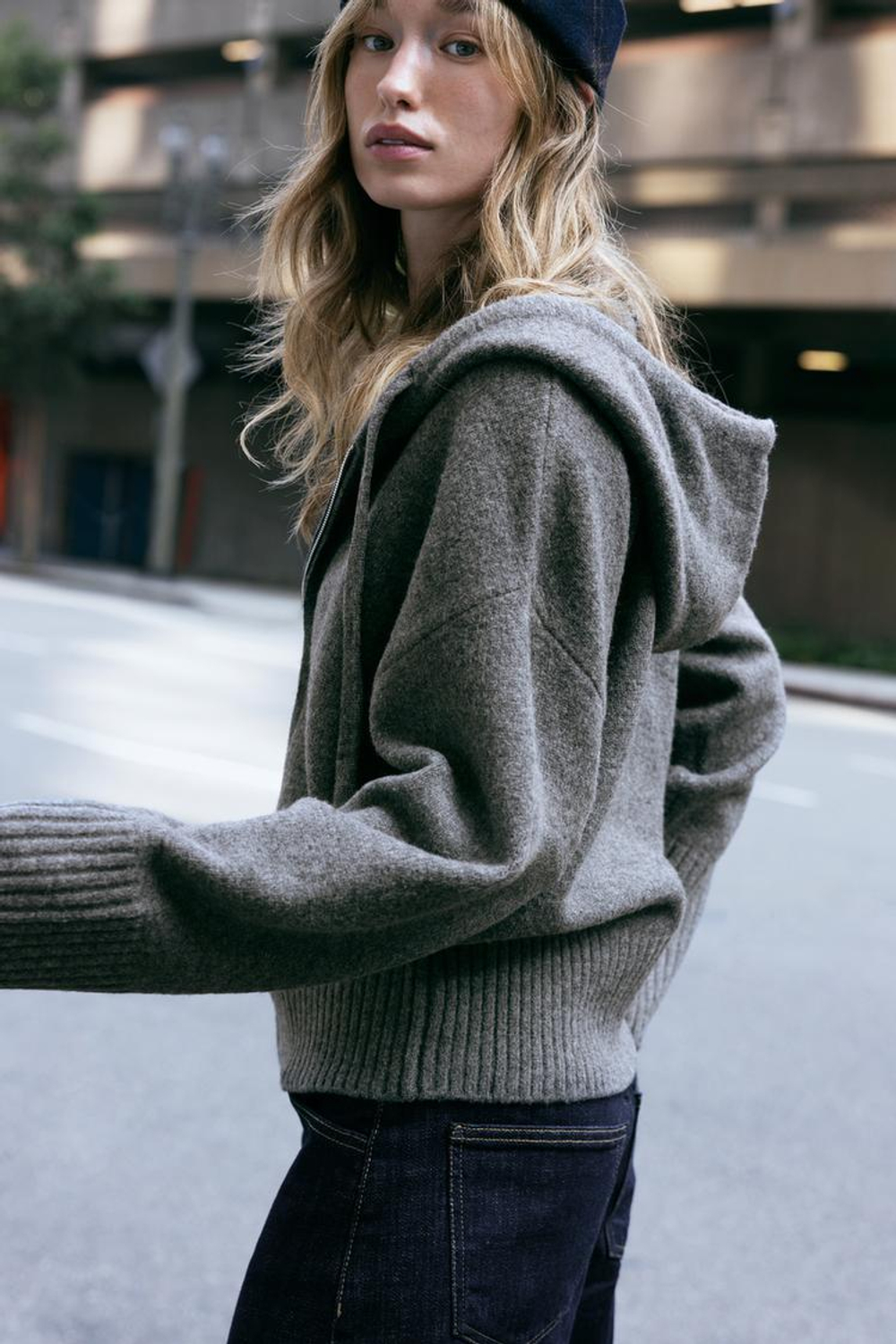 ZARA ТРИКОТАЖНОЕ ХУДИ, МЯГКИЙ СЕРЫЙ