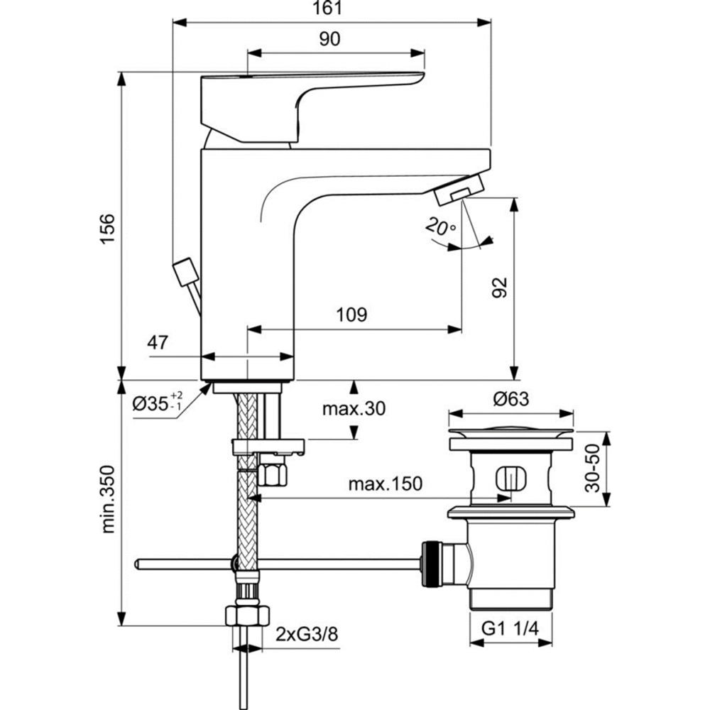 Смеситель Ideal Standard CERAPLAN III SLIM BC560AA  для умывальника