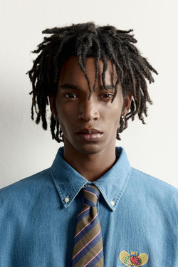 ZARA - FRUIT OF THE LOOM™ ЖАККАРДОВЫЙ ГАЛСТУК В ПОЛОСКУ, МОРСКОЙ СИНИЙ