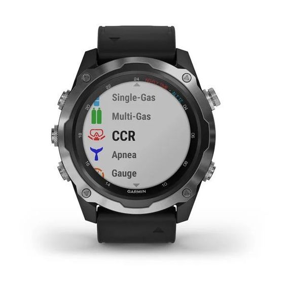 Умные часы - дайвинг компьютер Garmin Descent Mk2 серые с черным силиконовым ремешком