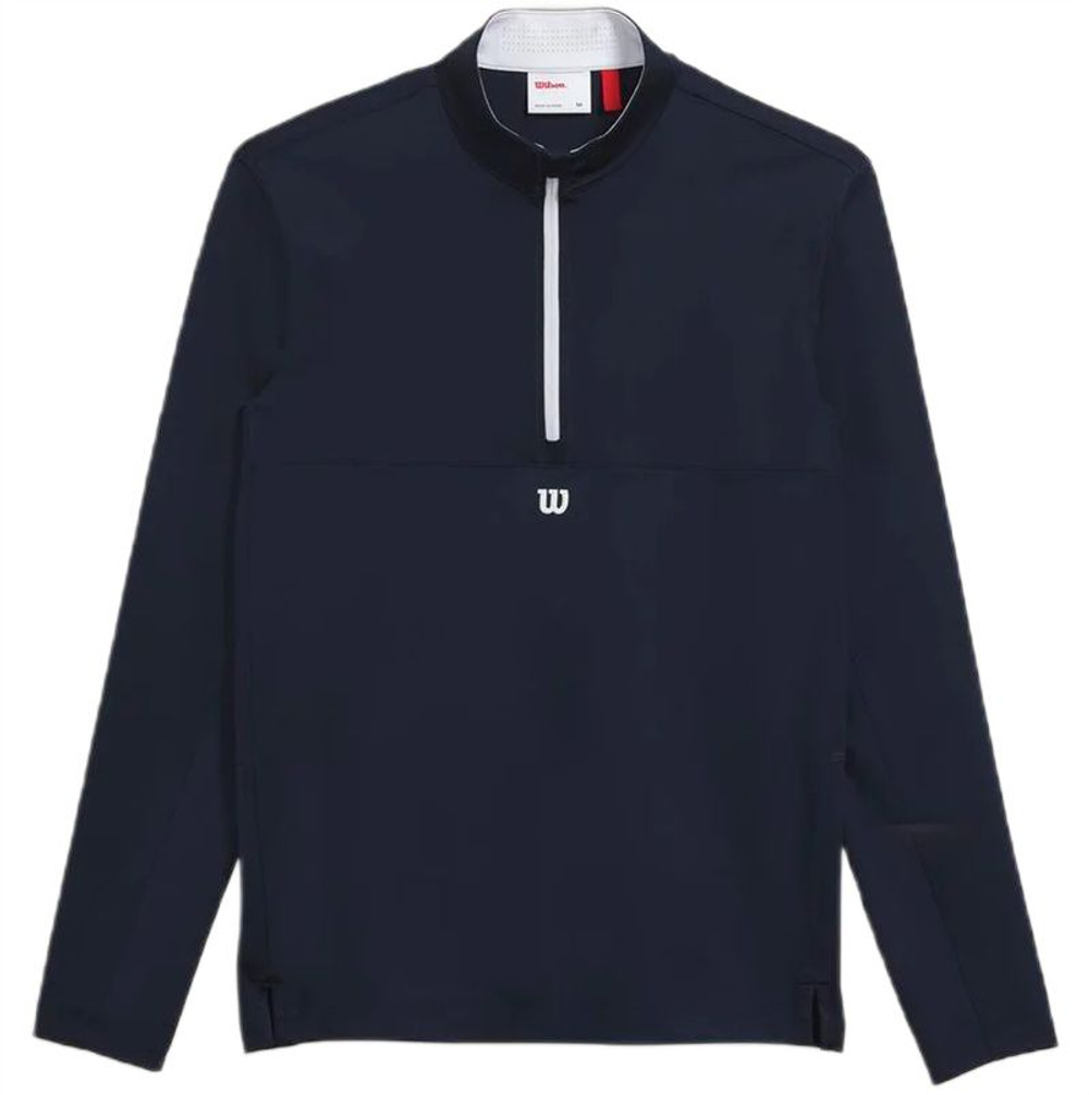 Мужская теннисная футболка теннисная Wilson Elevate Performance 1/2 Zip - небесный