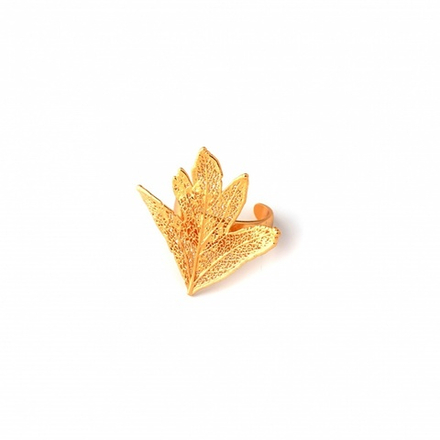 Кольцо с листьями Ester Bijoux Боярышник LF203R- G BR с регулируемым размером