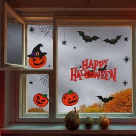Интерьерные наклейки «Happy Halloween», тыква, размер листа 29×42см, на листе 17 шт.