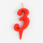 Свеча для торта цифра "Овал" "3", красная, 5,5 см