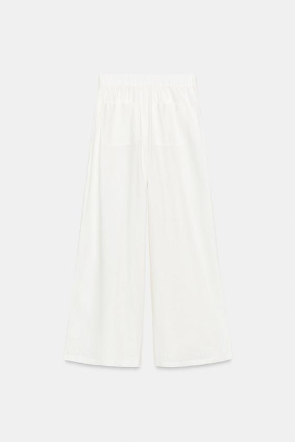ZARA ШИРОКИЕ БРЮКИ С ЗАЩИПАМИ, ЖЕЛТОВАТО-БЕЛЫЙ