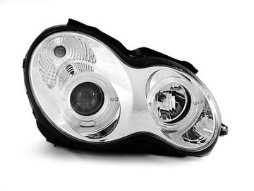 Передние фары Mercedes C W203 angel eyes chrome